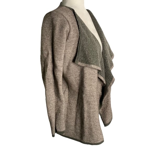 Anthropologie Lineamaglia Wool Cardigan Sweater S Brown Open Front Waterfall - Picture 5 of 6